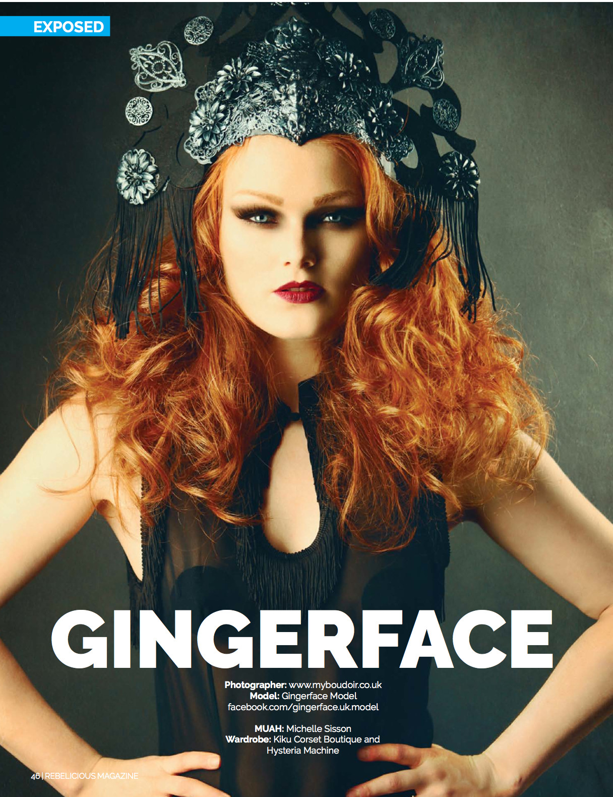 Gingerface model Rebelicious Magazine Jan 2015