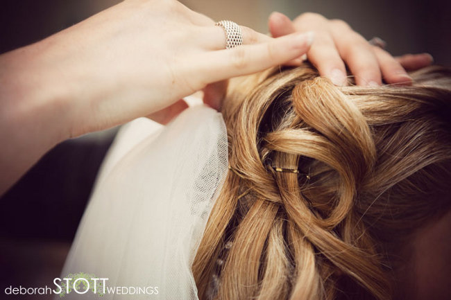 Pinned curl wedding hairstyle