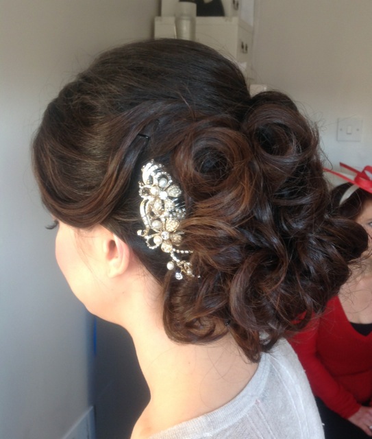 Curled bridal updo hairstyle