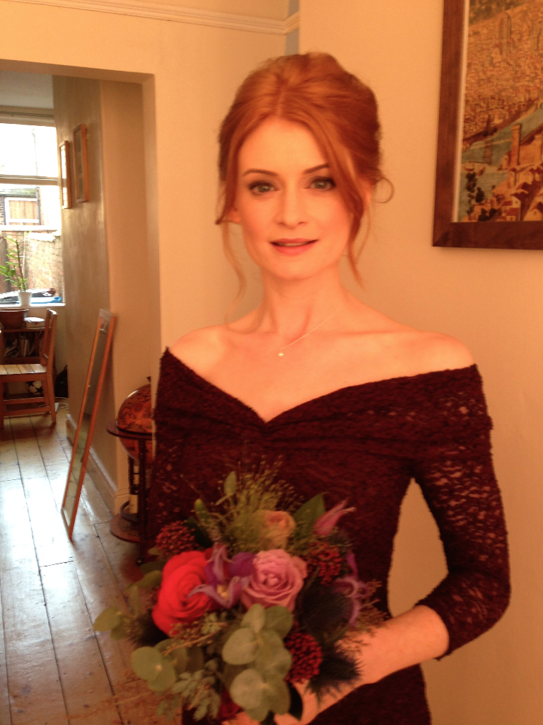 Casual red hair bridesmaid hairstyle